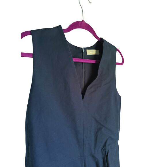 EVERLANE Structured Jumpsuit V-Neck Sleeveless 6 Navy Blue Career Academia Fall - Picture 6 of 8